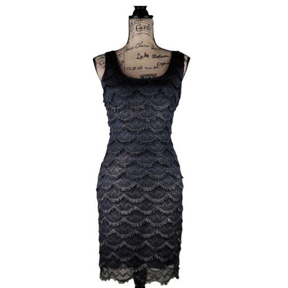 Guess Dresses & Skirts - Guess Black & Gold Fringe Dress Black Gold Sz 4